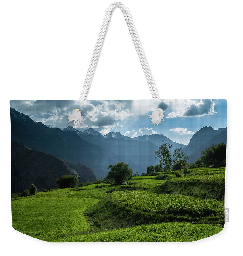 Tranquility Weekender Tote Bag featuring the photograph Terraced Fields Of Askole Village by Johan Assarsson