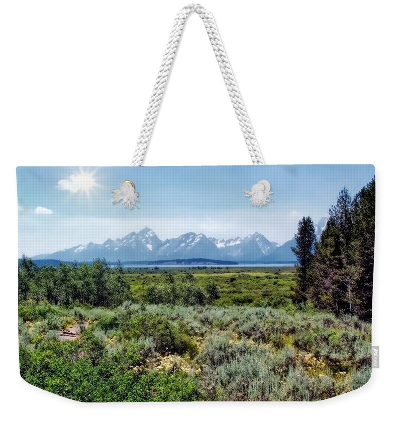 Wyoming Weekender Tote Bag featuring the photograph Tetons 1 by Dawn Eshelman