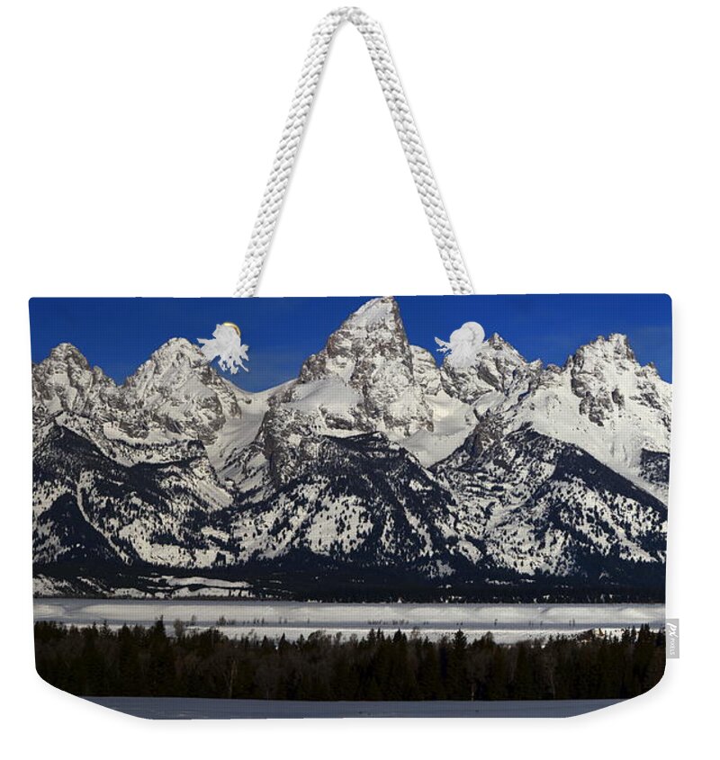Tetons From Glacier View Overlook Weekender Tote Bag featuring the photograph Tetons from Glacier View Overlook by Raymond Salani III