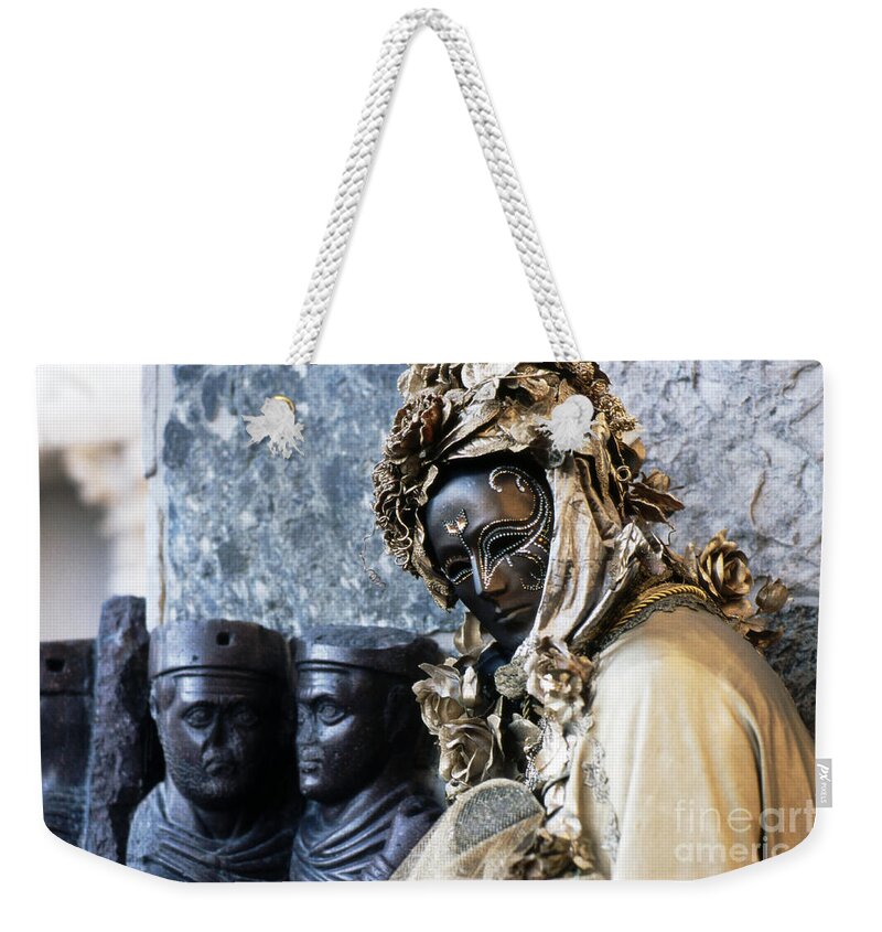 Venezia Weekender Tote Bag featuring the photograph Tetrachi and dark Mask by Riccardo Mottola