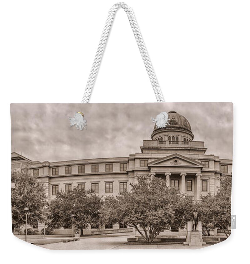 Texas A & M Weekender Tote Bag featuring the photograph Texas A and M Academic Plaza - College Station Texas by Silvio Ligutti