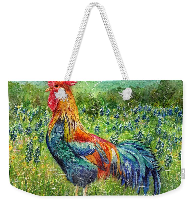 Rooster Weekender Tote Bag featuring the painting Texas Glory by Hailey E Herrera