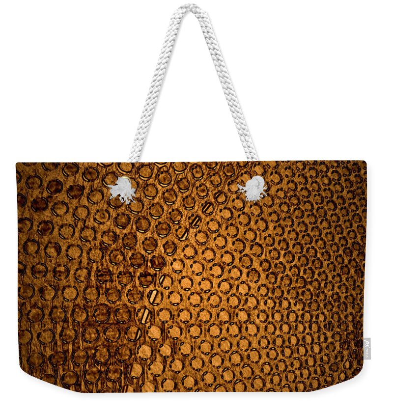 Abstract Weekender Tote Bag featuring the digital art Texture Effect of Gong Brownish by Fei A