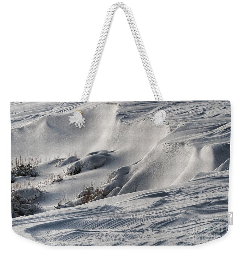 Snow Weekender Tote Bag featuring the photograph Textures of Snow by Edward R Wisell