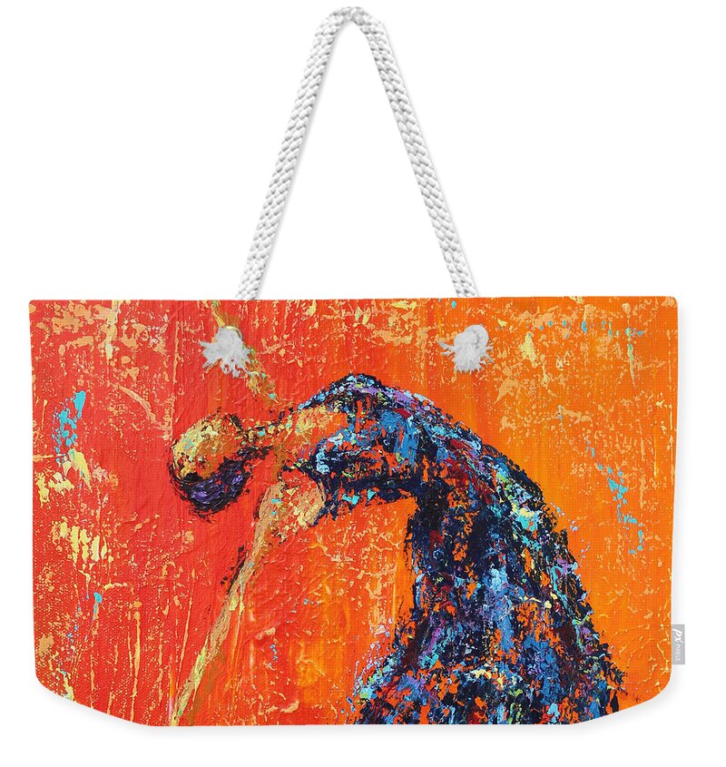 Woman Weekender Tote Bag featuring the painting Thankful Adoration by Kristye Dudley