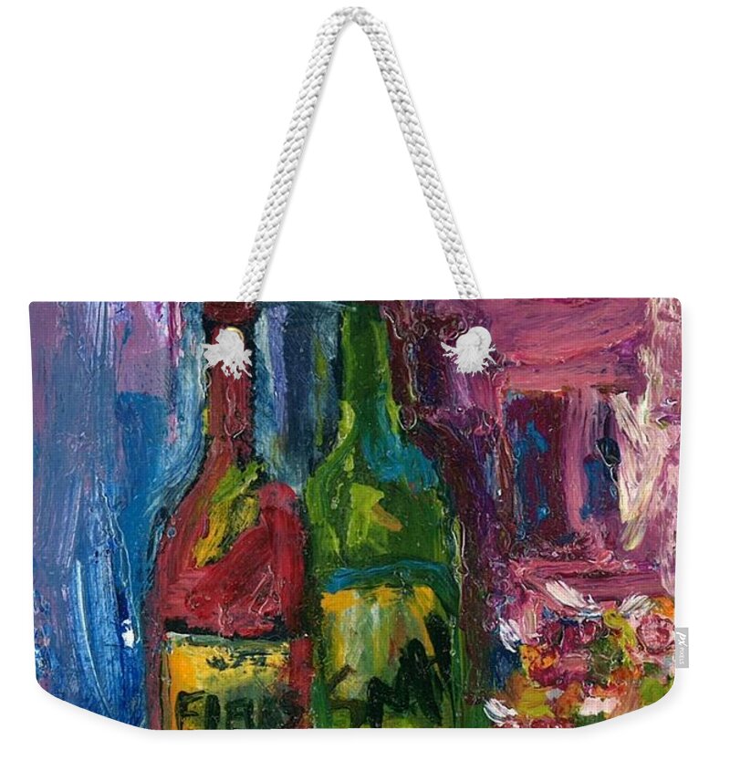 Geraniums Weekender Tote Bag featuring the painting Thats A Vino by Sherry Harradence