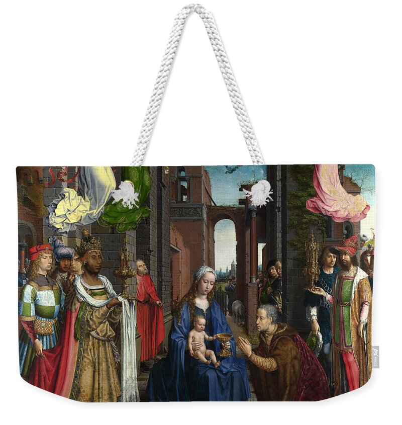 Jan Gossaert Weekender Tote Bag featuring the painting The Adoration of the Kings by Jan Gossaert