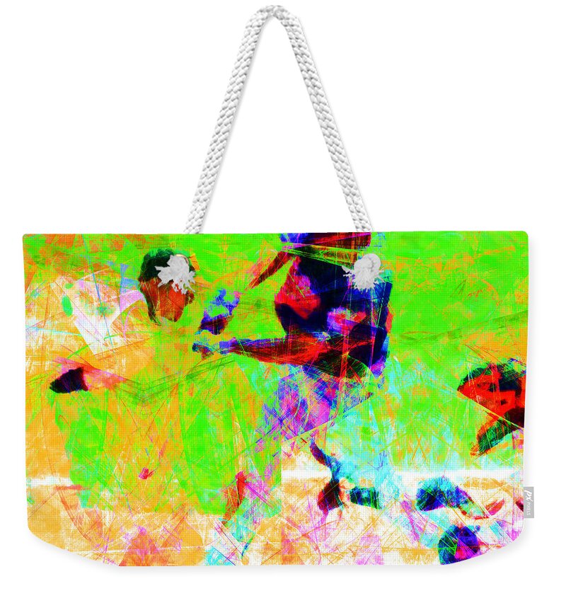 Baseball Weekender Tote Bag featuring the photograph The All American Pastime 20140501 Square by Wingsdomain Art and Photography