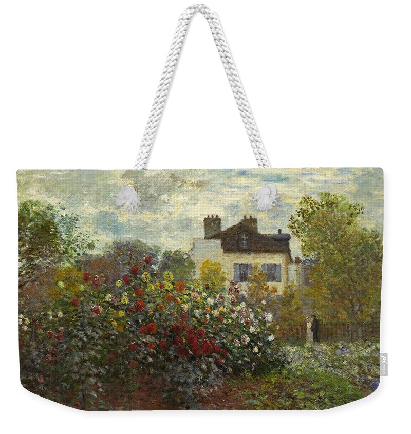 Claude Monet Weekender Tote Bag featuring the painting The Artist's Garden In Argenteuil by Claude Monet