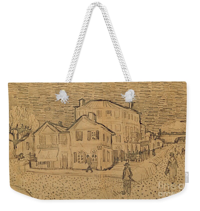 Drawing Weekender Tote Bag featuring the drawing The Artists House in Arles by Vincent Van Gogh