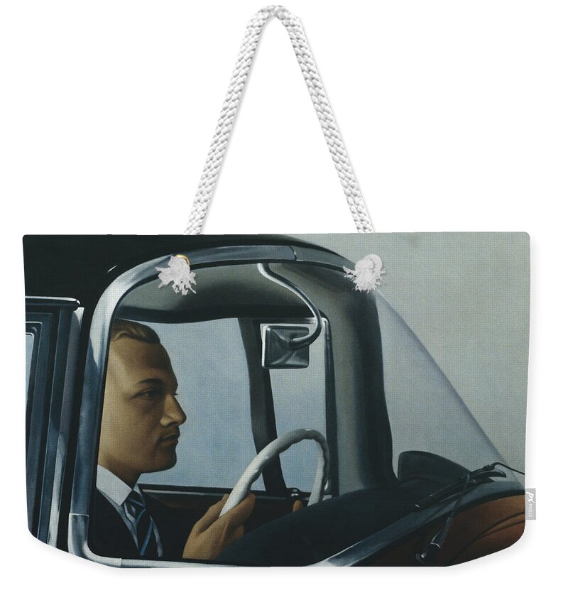 Car Weekender Tote Bag featuring the photograph The Automatic Oil On Canvas by Robert Burkall Marsh