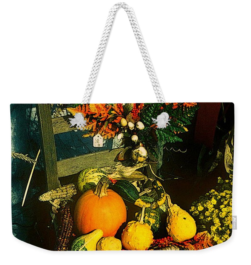 Fine Art Weekender Tote Bag featuring the photograph The Autumn Chair by Rodney Lee Williams