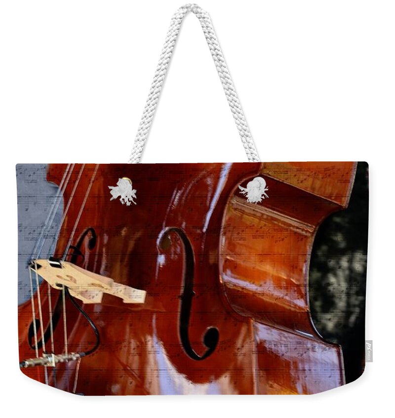 Bass Fiddle Weekender Tote Bag featuring the mixed media The Bass of Music by Kae Cheatham