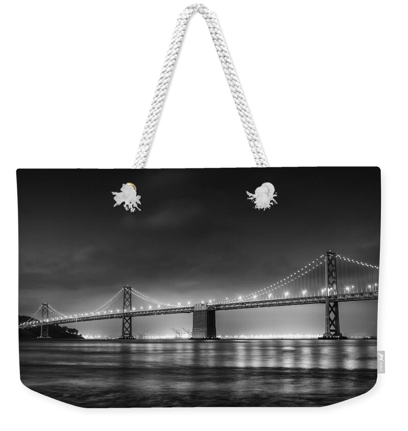 Bridge Weekender Tote Bag featuring the photograph The Bay Bridge Monochrome by Scott Norris