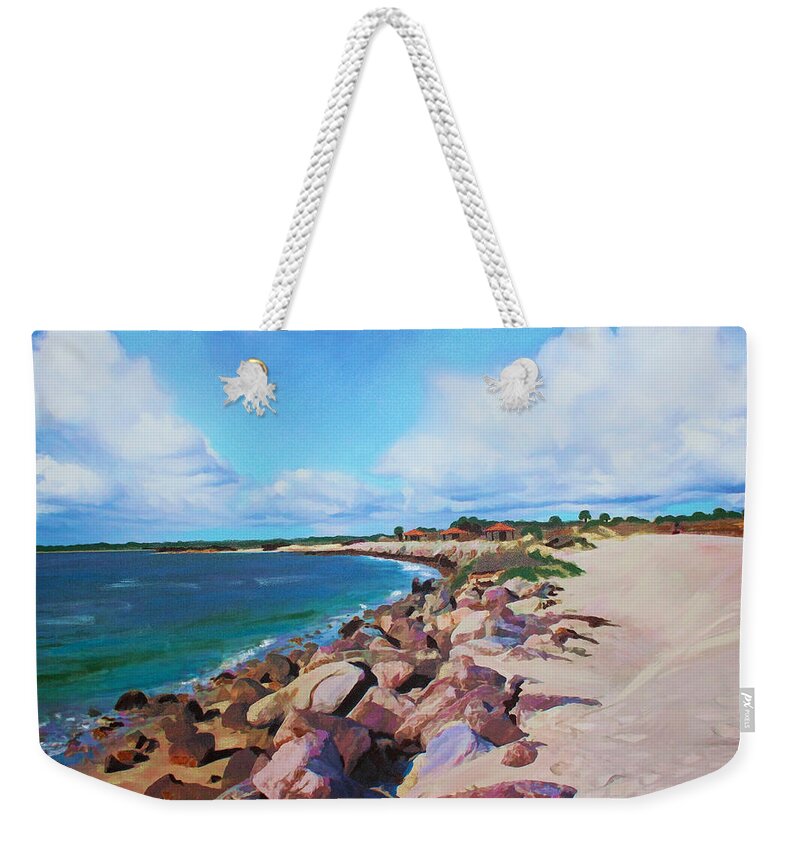 Beach Weekender Tote Bag featuring the painting The Beach At Ponce Inlet by Deborah Boyd