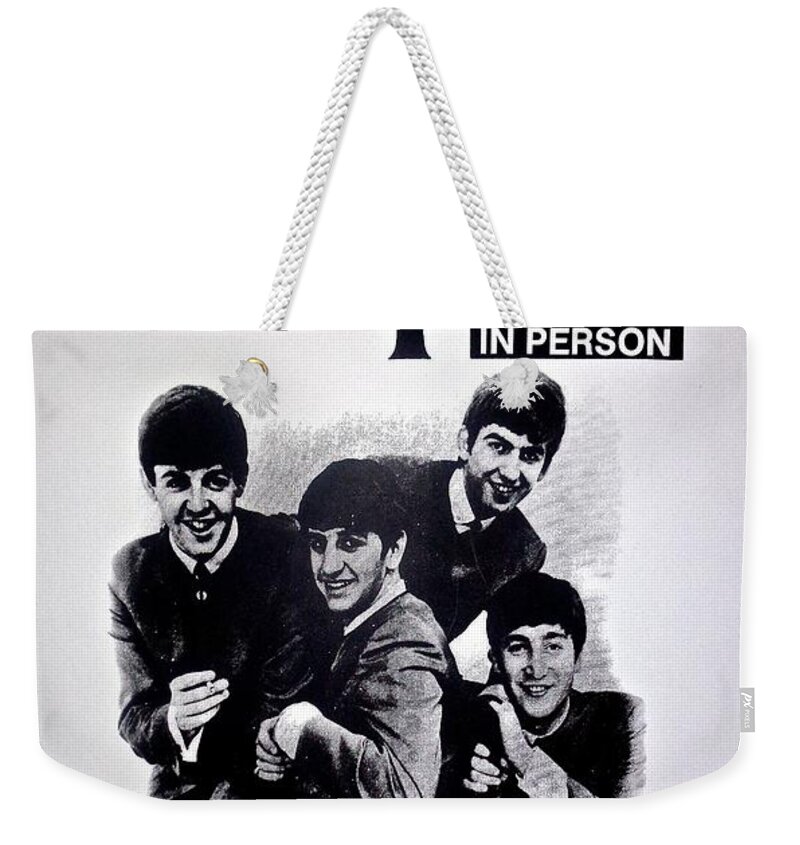 The Beatles Circa 1964 Weekender Tote Bag featuring the photograph The Beatles circa 1964 by Saundra Myles