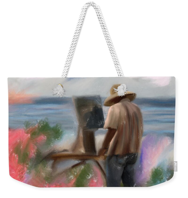 La Jolla Weekender Tote Bag featuring the painting The Beauty of a Painter by Angela Stanton