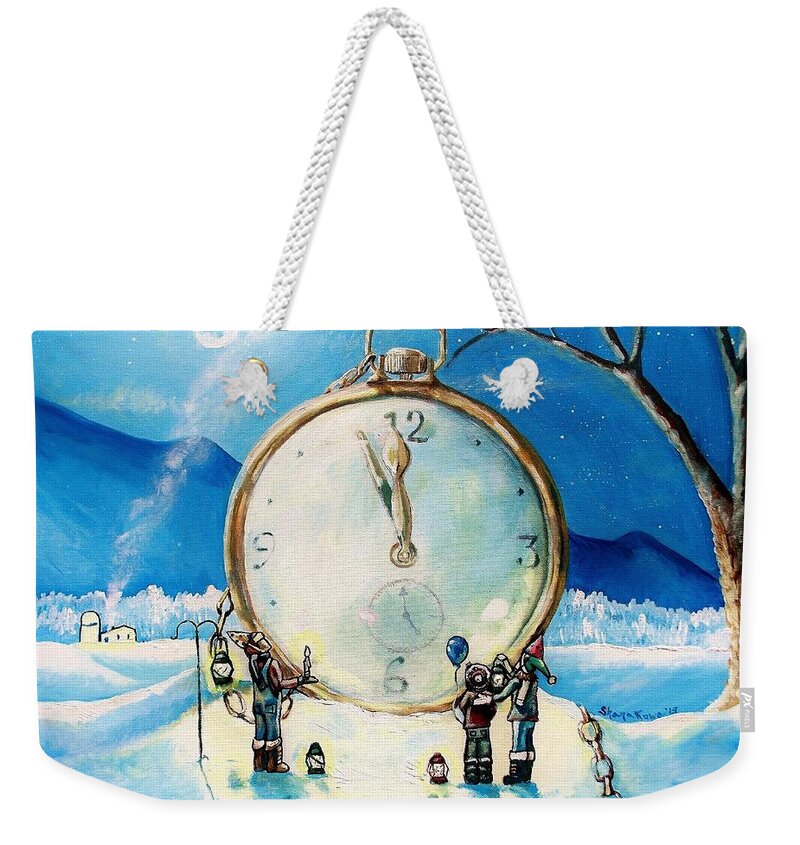 Watch Weekender Tote Bag featuring the painting The Big Countdown by Shana Rowe Jackson