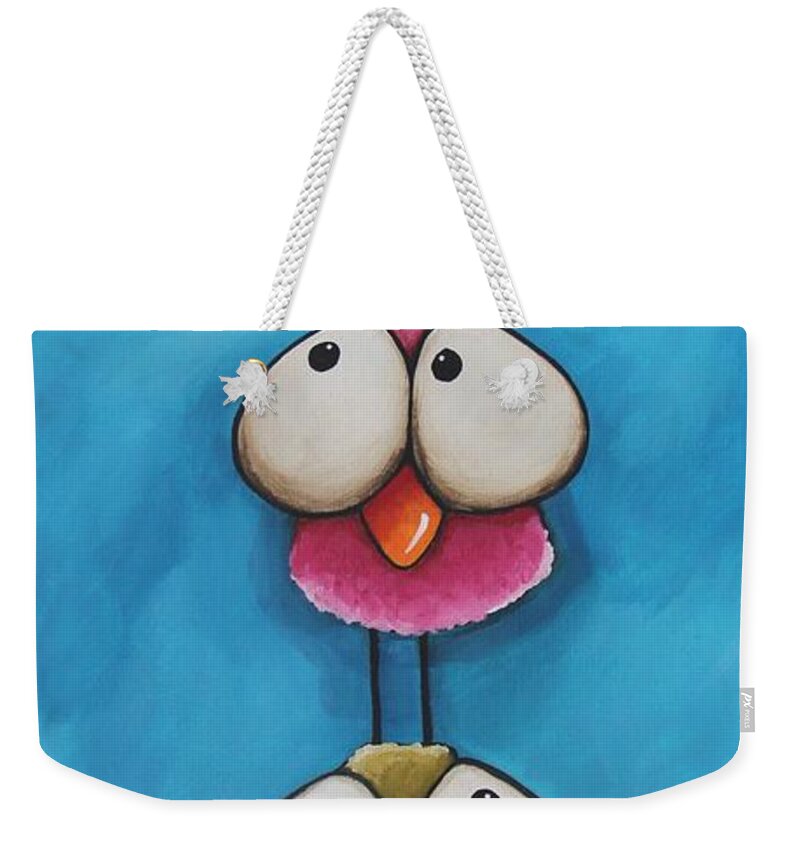 Whimsical Weekender Tote Bag featuring the painting The bird tower by Lucia Stewart