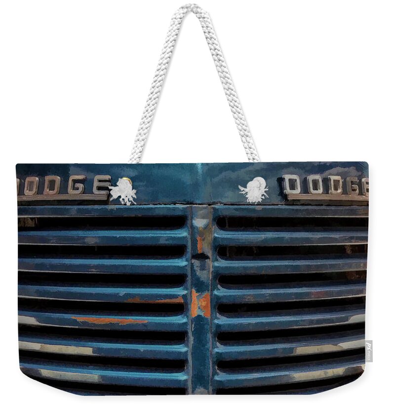 Dodge Pick Up Truck Weekender Tote Bag featuring the photograph The Blue Grille by Ken Smith