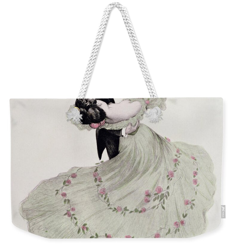 Couple Weekender Tote Bag featuring the painting The Blue Waltz by Ferdinand von Reznicek