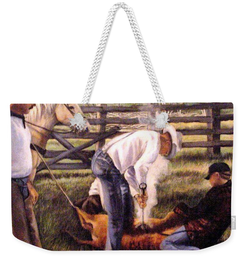 Nature Weekender Tote Bag featuring the painting The Branding by Donna Tucker
