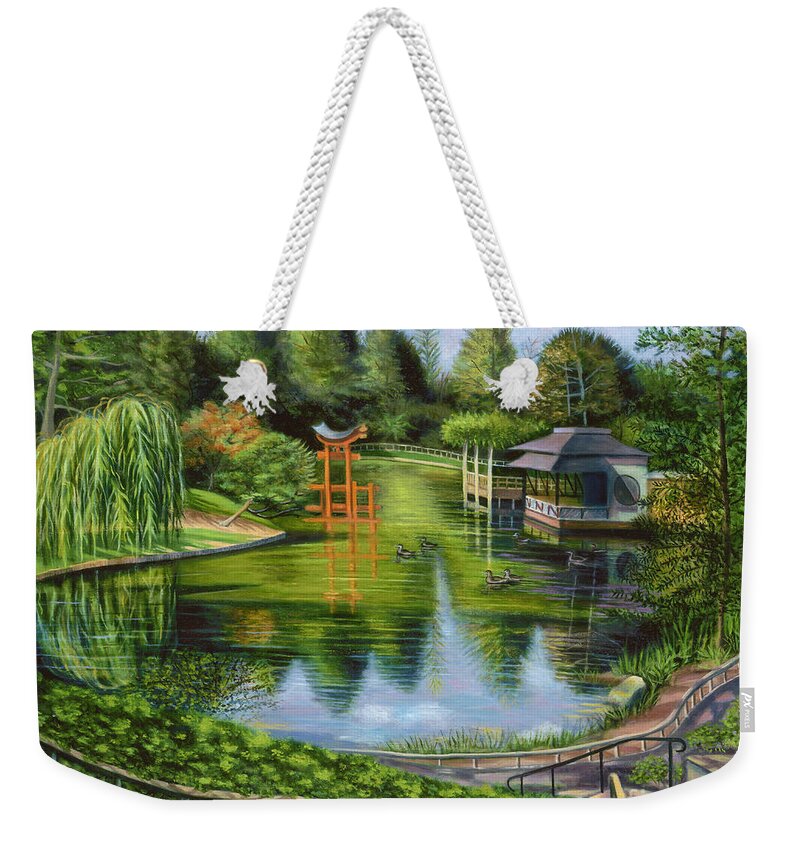 Botanic Garden Weekender Tote Bag featuring the painting The Brooklyn Botanic Garden by Madeline Lovallo