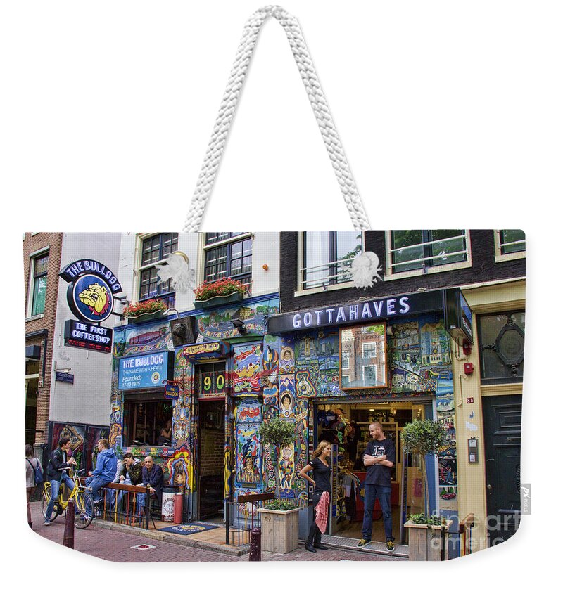 Europe Weekender Tote Bag featuring the photograph The Bulldog Coffee Shop - Amsterdam by Crystal Nederman