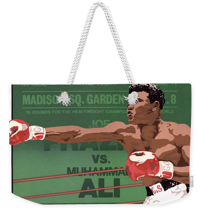 Mohammed Ali Silkscreen Weekender Tote Bag featuring the drawing The Champ by Anne Gifford