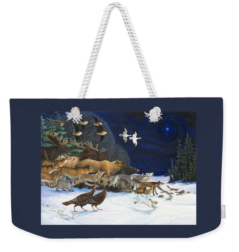 Christmas Weekender Tote Bag featuring the painting The Christmas Star by Lynn Bywaters