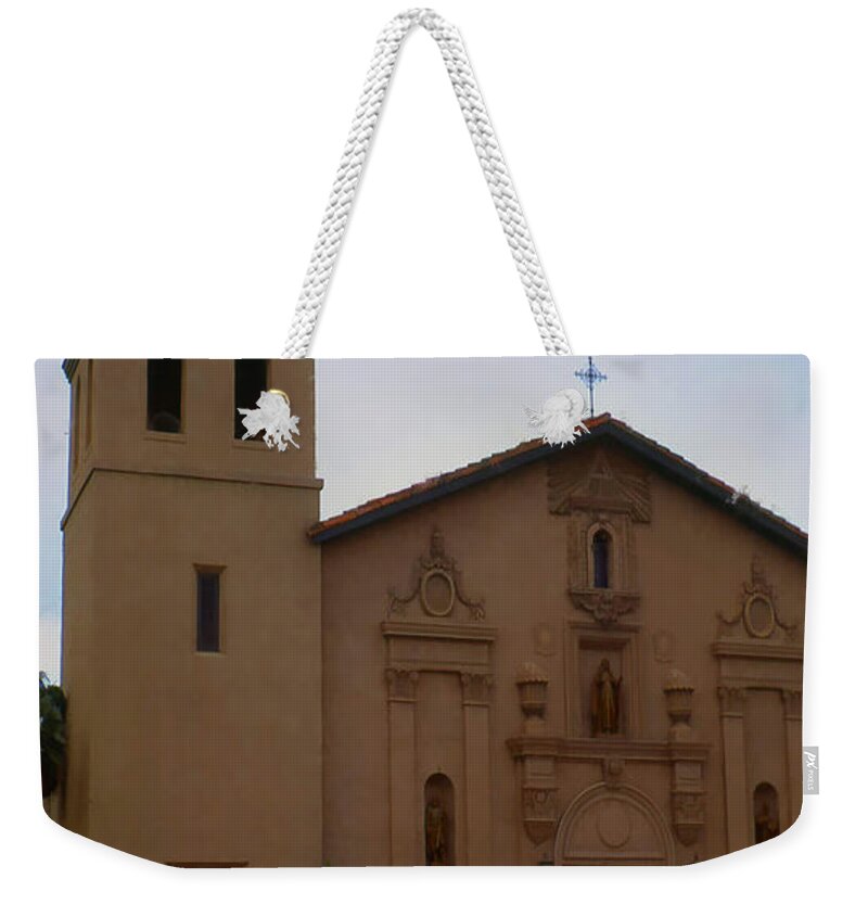 Mid-century Weekender Tote Bag featuring the photograph The Churches by Cathy Anderson