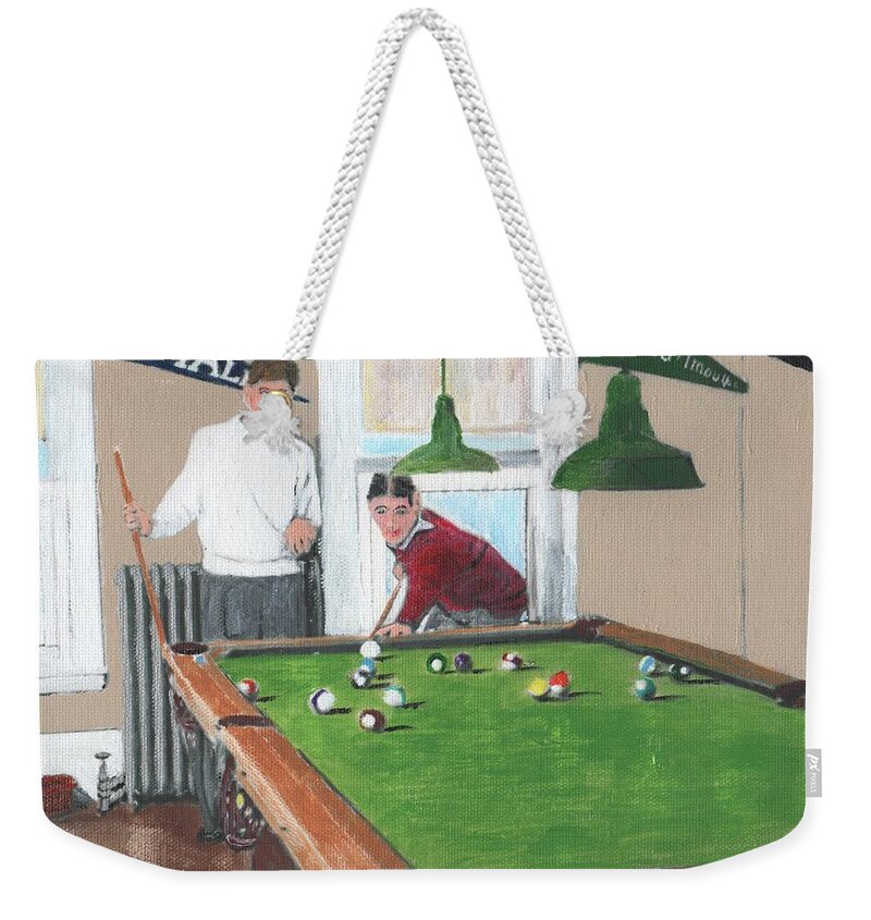 Telechron Associates Weekender Tote Bag featuring the painting The Club House by Cliff Wilson