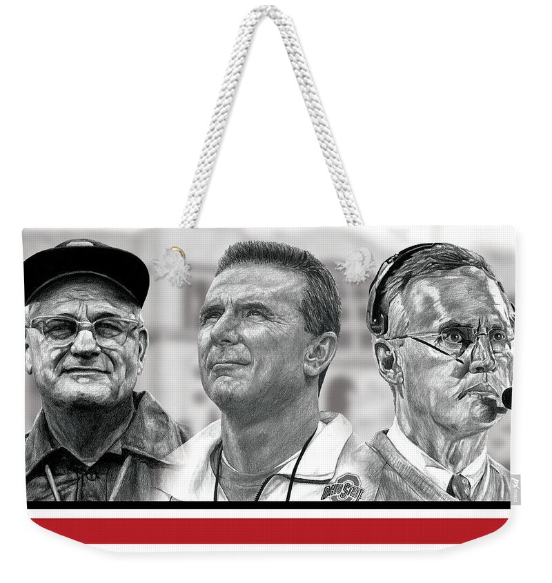 Ohio State Buckeyes Weekender Tote Bag featuring the digital art The Coaches by Bobby Shaw