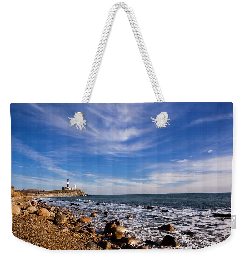 Headland Weekender Tote Bag featuring the photograph The Coastline At Montauk Point In Long by Alex Potemkin