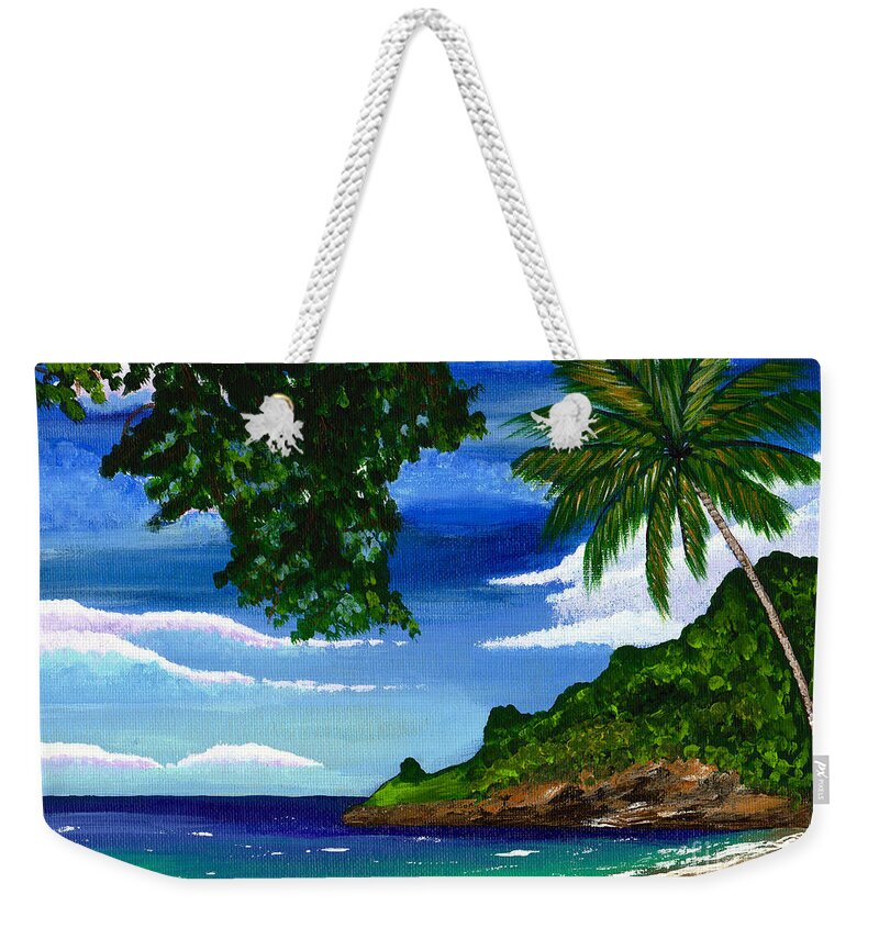 Landscape Weekender Tote Bag featuring the painting The Coconut Tree by Laura Forde
