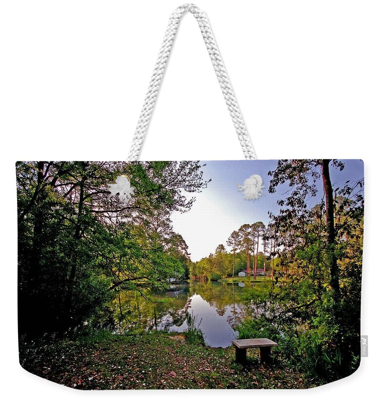 Alabama Weekender Tote Bag featuring the digital art The Cold Hole From Shore by Michael Thomas