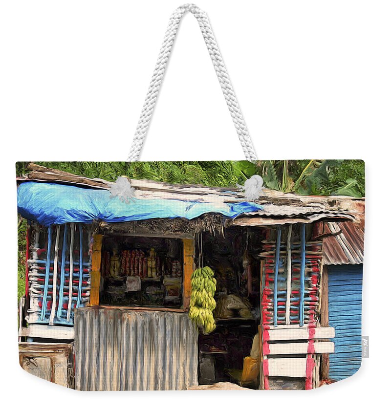 Corner Market Weekender Tote Bag featuring the painting The Corner Market by Dominic Piperata