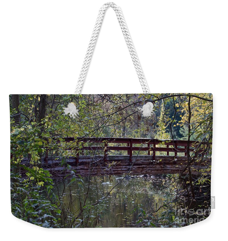 Allen's Creek Weekender Tote Bag featuring the photograph The Crossing by William Norton