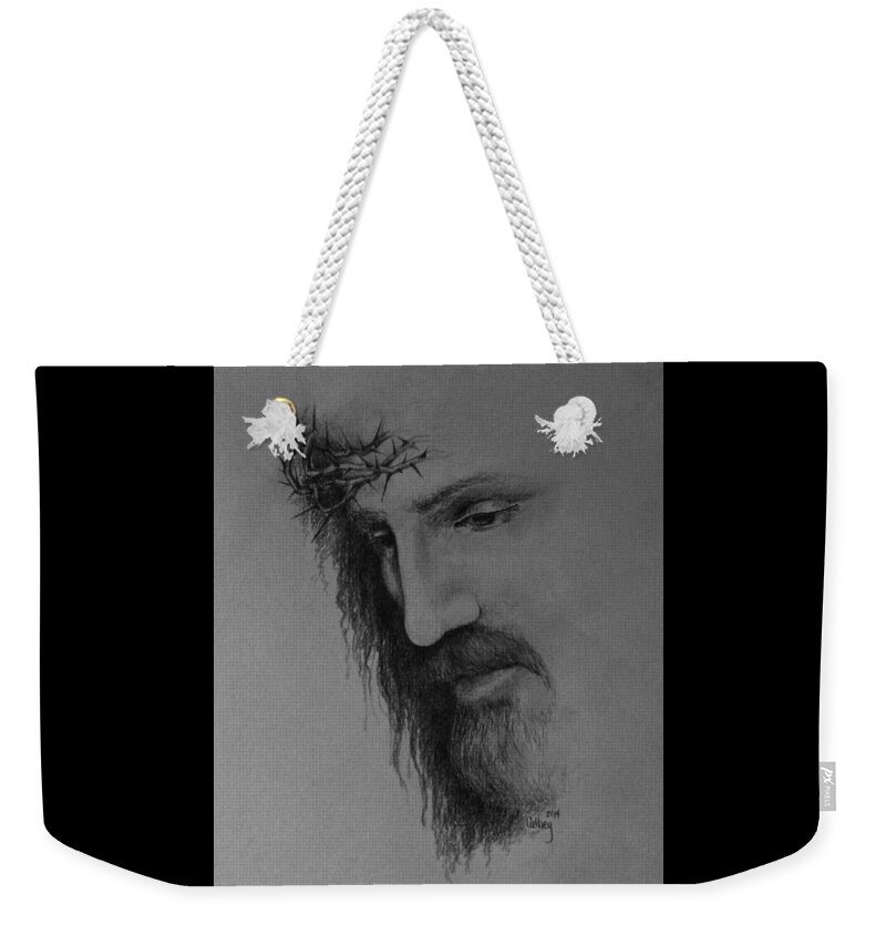 Jesus Weekender Tote Bag featuring the drawing The Crown by Catherine Howley