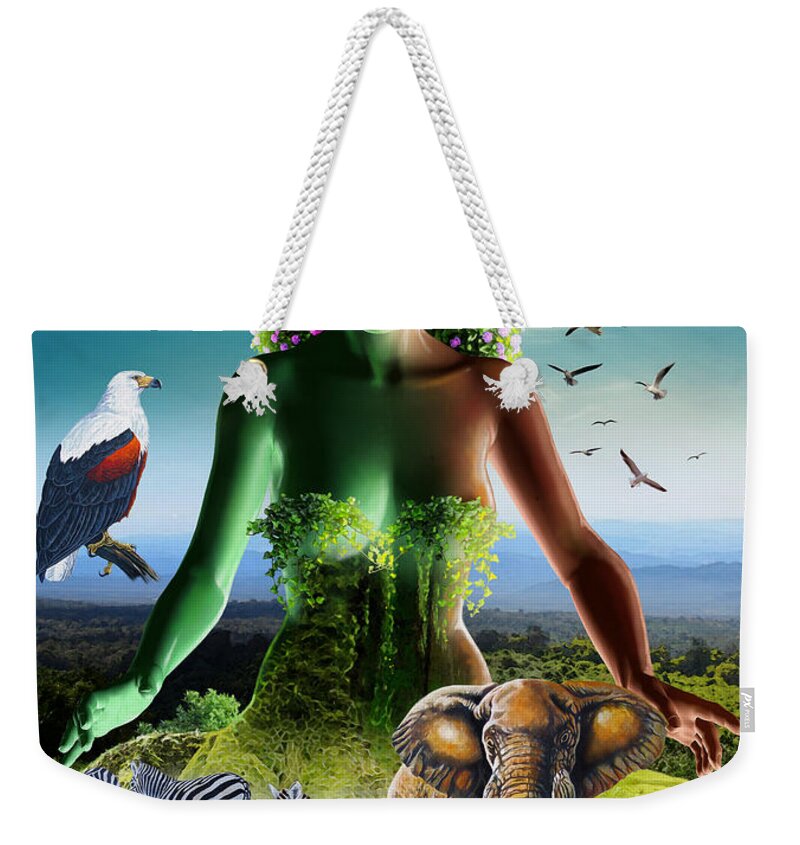 Lupita Weekender Tote Bag featuring the digital art The Custodian by Anthony Mwangi