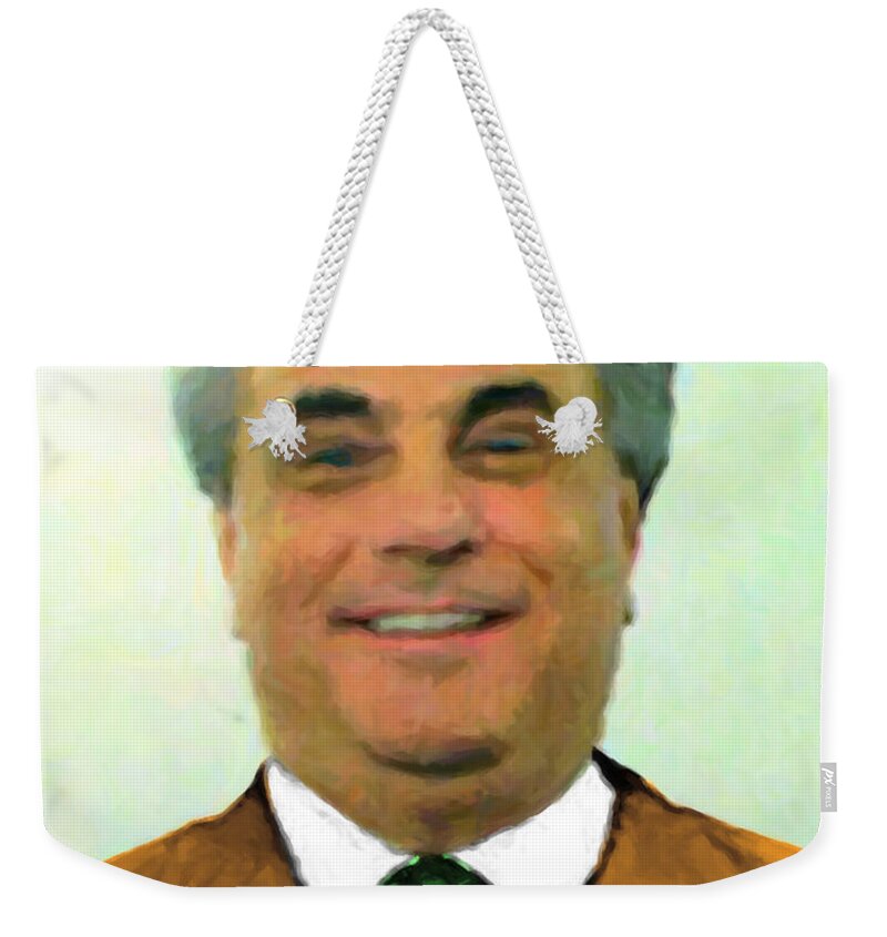 John Gotti Weekender Tote Bag featuring the photograph The Dapper Don 20130812text by Wingsdomain Art and Photography