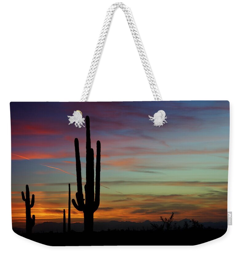 Sunset Weekender Tote Bag featuring the photograph The Desert Southwest Skies by Saija Lehtonen