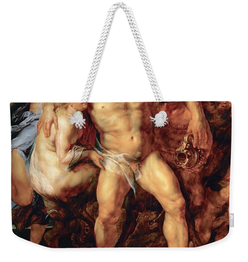 Peter Paul Rubens Weekender Tote Bag featuring the painting The Drunken Hercules by Peter Paul Rubens