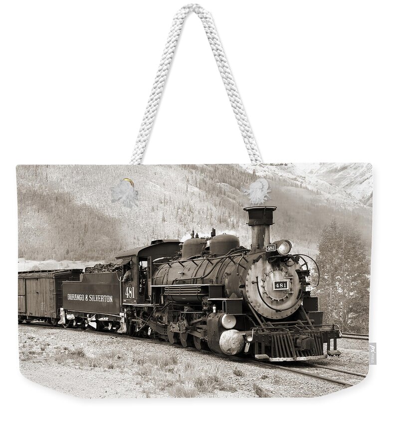Transportation Weekender Tote Bag featuring the photograph The Durango and Silverton by Mike McGlothlen