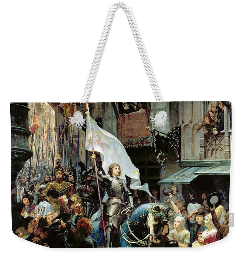 Joan Of Arc Weekender Tote Bag featuring the painting The Entrance Of Joan Of Arc into Orleans by Jean-Jacques Scherrer