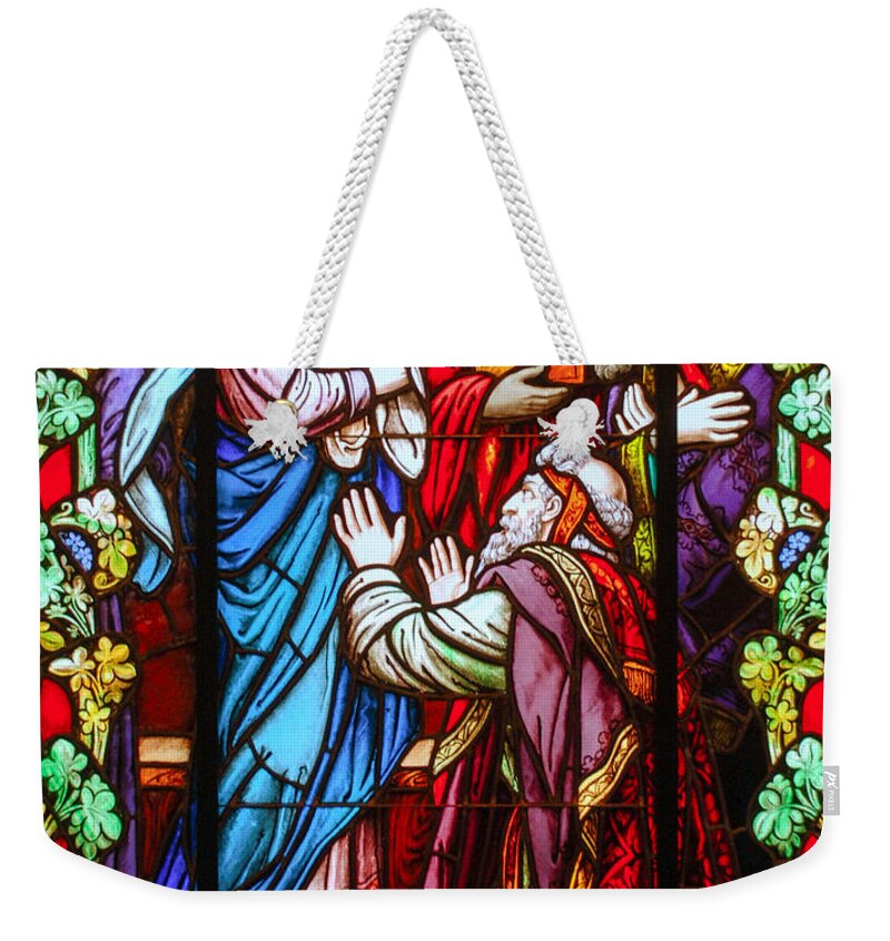 Stained Glass Window Weekender Tote Bag featuring the photograph The Epiphany of Our Lord by Larry Ward