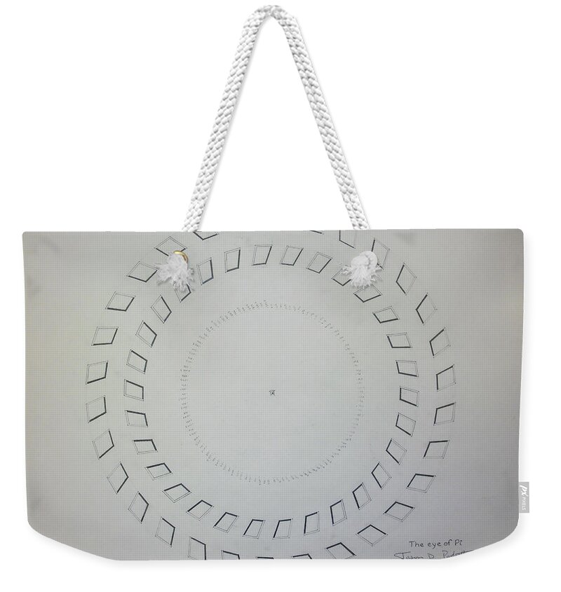 Pi Weekender Tote Bag featuring the drawing The eye of Pi by Jason Padgett