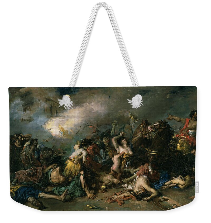 Battle Weekender Tote Bag featuring the photograph The Final Day Of Sagunto In 219bc, 1869 Oil On Canvas by Francisco Domingo Marques