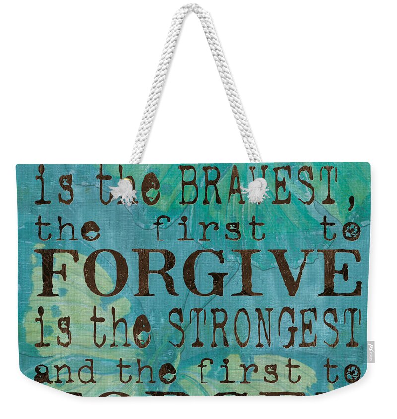 Inspirational Weekender Tote Bag featuring the painting The First to Apologize by Debbie DeWitt