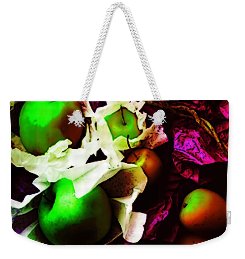 Apples Image Weekender Tote Bag featuring the digital art The Forbidden Fruit II by Yael VanGruber